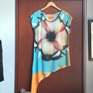 Clover Canyon cap sleeve silk floral blouse